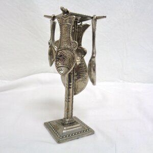 Crosby & Taylor Pewter Fish Measuring Spoons complete set with stand LIKE NEW